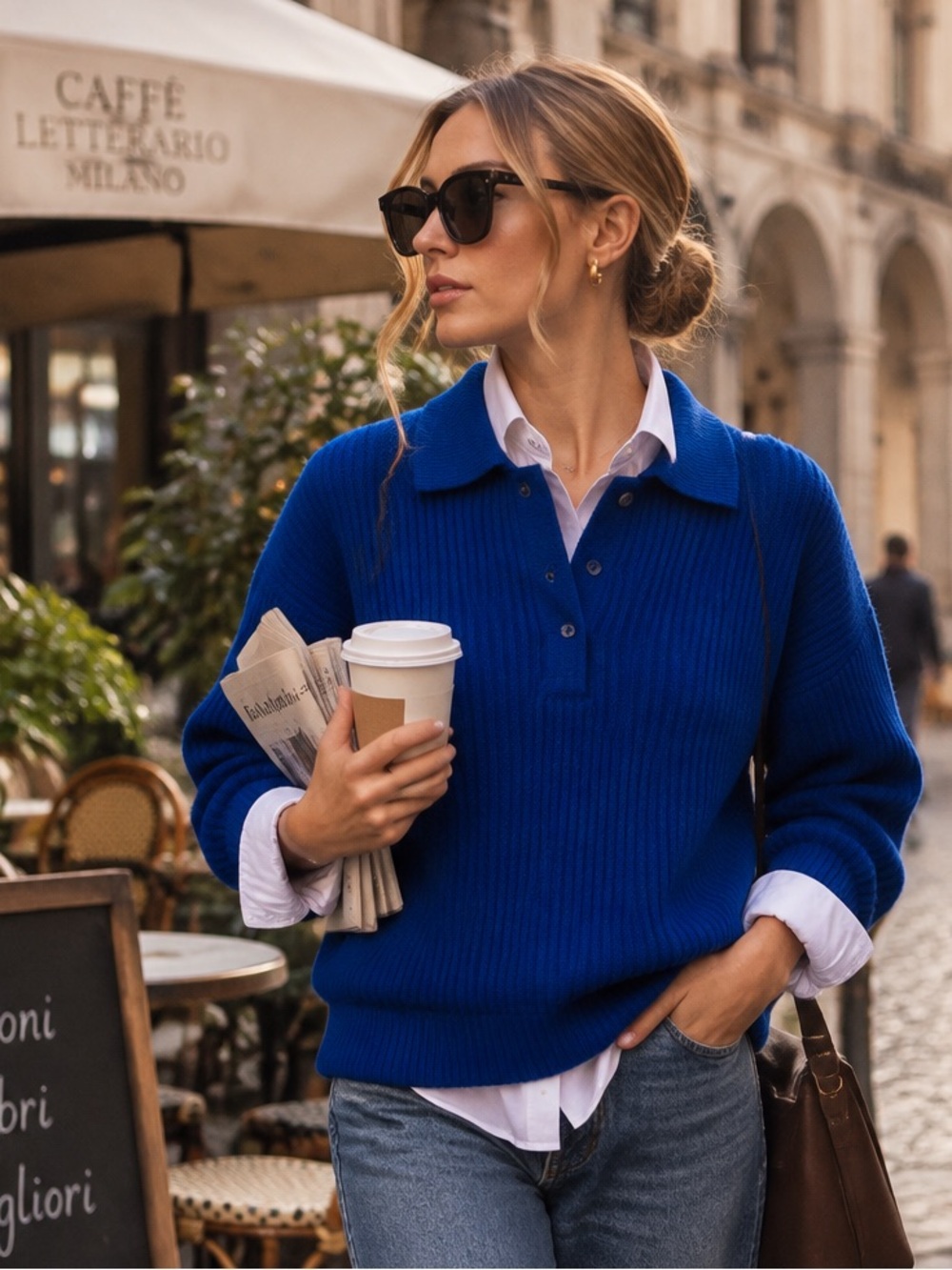 VINTAGE UNITED COLORS OF BENETTON Cobalt Blue Heavy Wool Sweater, XL